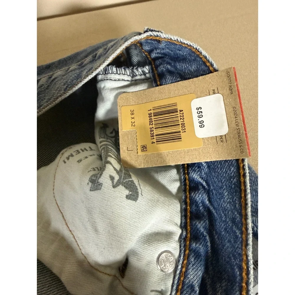 Levis 565 Jeans Adult Size 38/32 Loose Straight Blue Denim Medium Wash Mens